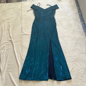 Blue shiny dress